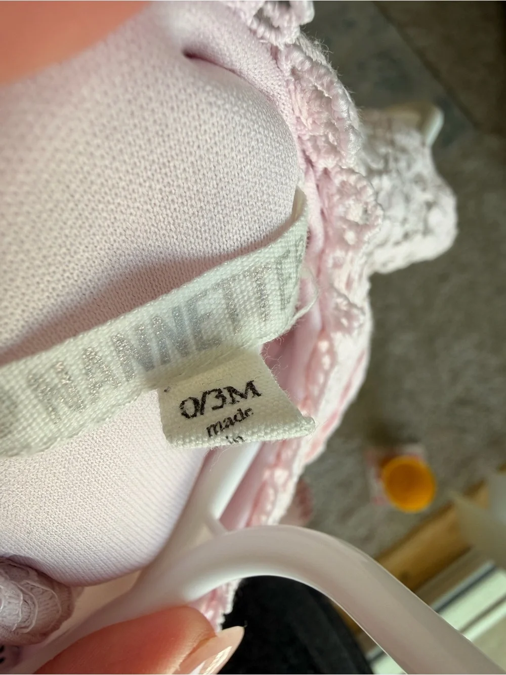 Nannette Pale Pink Lace-Trim Infant Dress